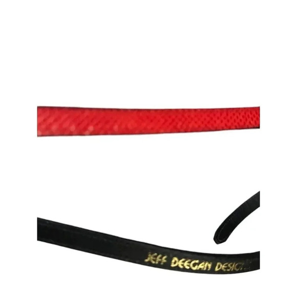 VINTAGE JEFF DEEGAN silver heart buckle red lizard womens belt One size fits all - Picture 5 of 8